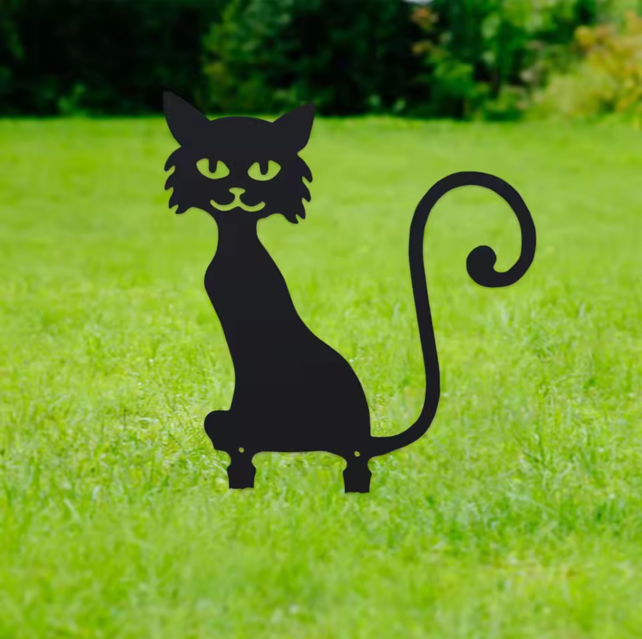 Bonsai Garden Tree - Charming Black Furry Kitten Metal Garden