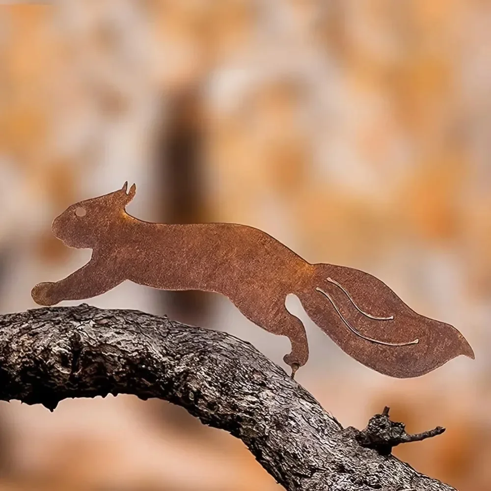 Bonsai Garden Tree - CIFBUY Unique Rusty Squirrel Silhouette Metal