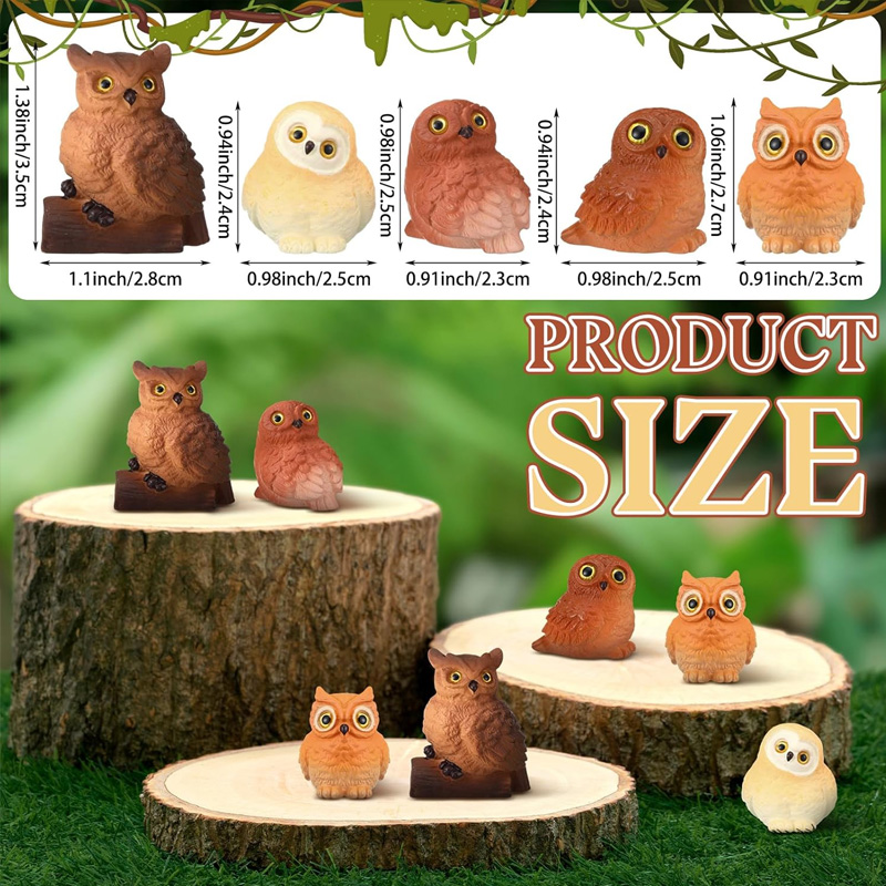 Set of 5 Resin Mini Owl Figuri - огляд і ціна Bonsai Garden Mini