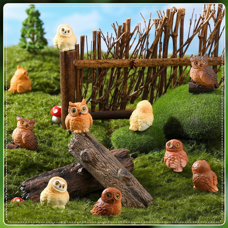 Set of 5 Resin Mini Owl Figuri - огляд і ціна Bonsai Garden Mini